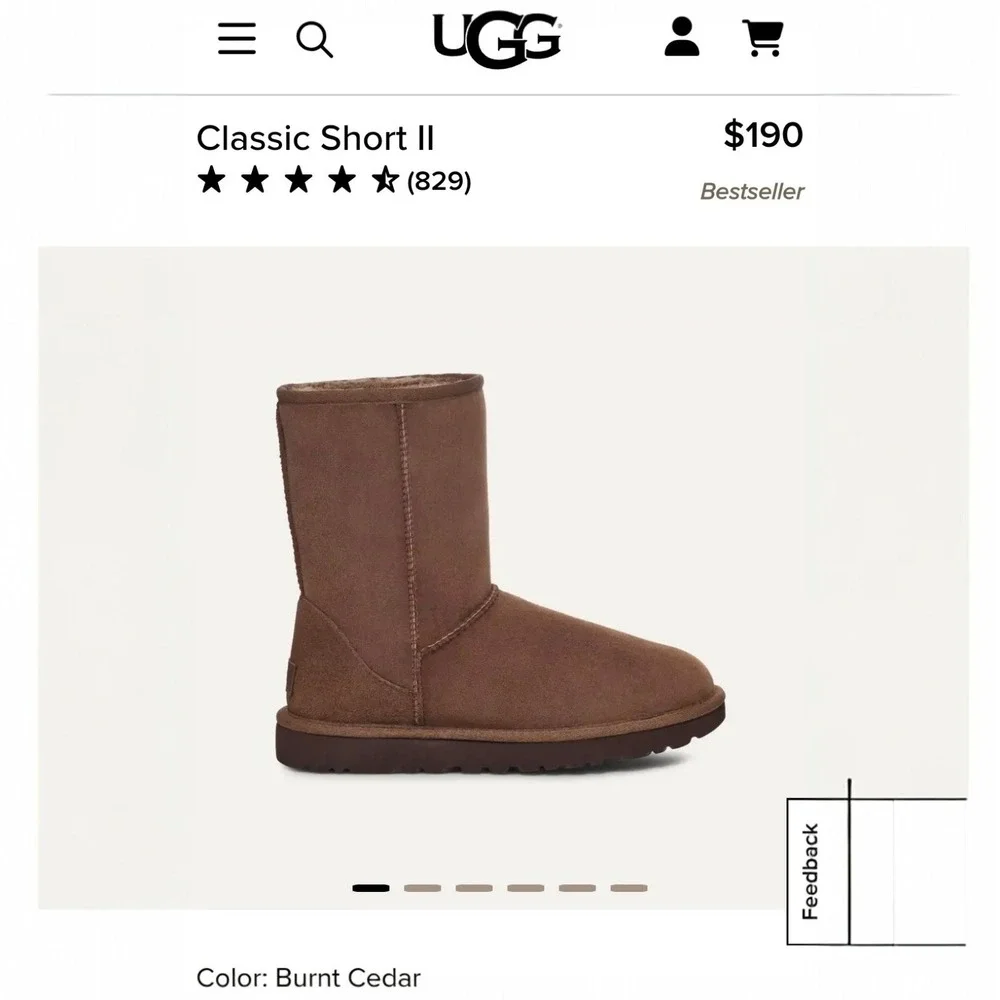 UGG Classic Short II‎ Burnt Cedar Suede Sheepskin Boots Size 4 Kids 5.5 Women